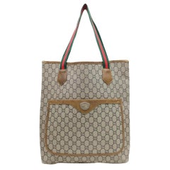 Vintage Web Monogram 868225 Brown Coated Canvas Tote