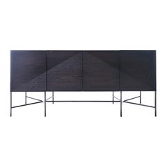 Contemporary Welded Steel Base Hardwood Credenza