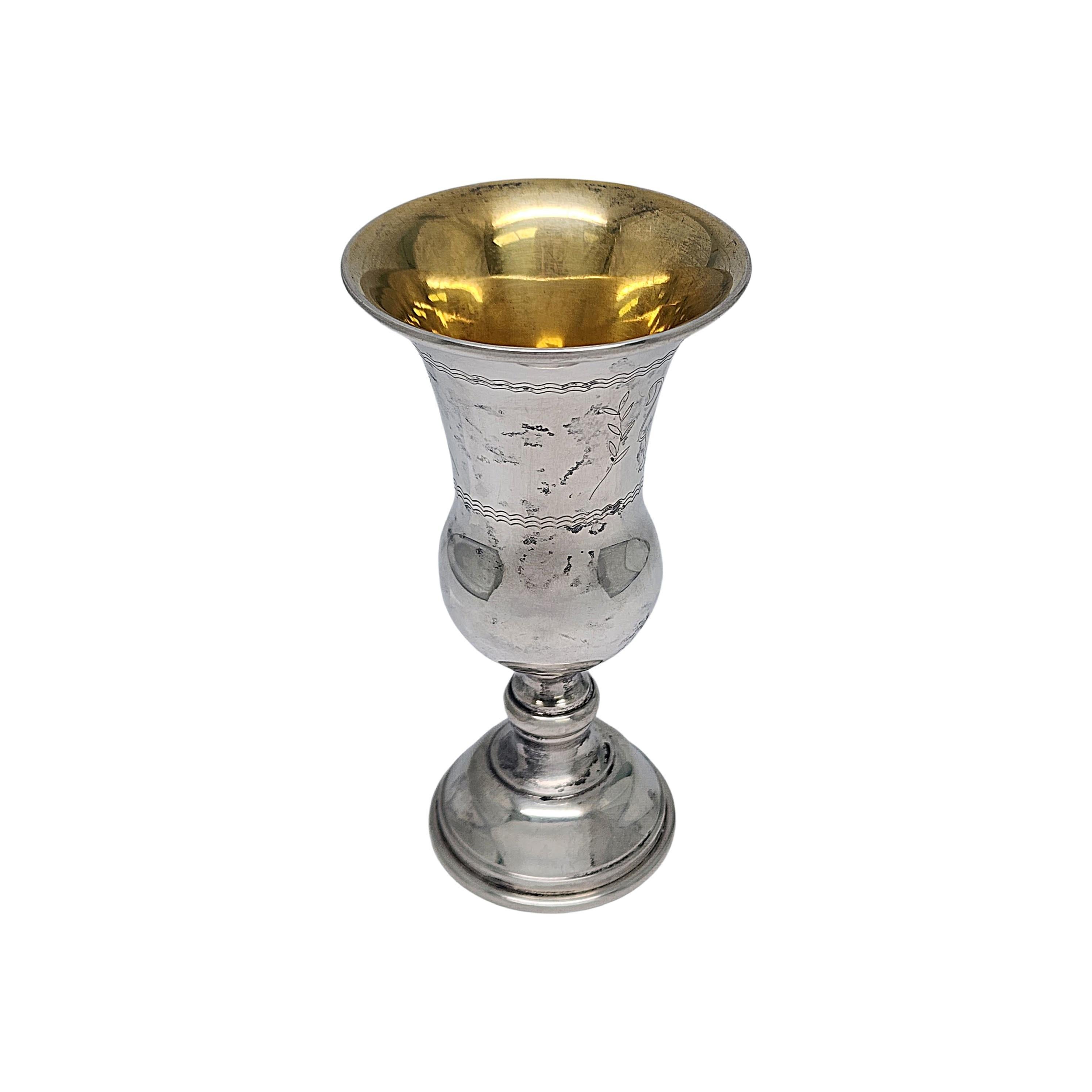 Web Sterling Silver Gold Wash Interior Kiddush Cup with Monogram #16813 In Good Condition For Sale In Washington Depot, CT
