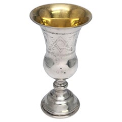 Kiddush-Tasse aus Sterlingsilber mit Gold gewaschenem Innenraum und Monogramm, Web-Sterlingsilber, #16813