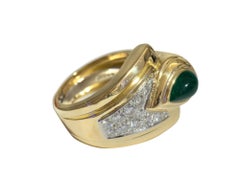 Webb 18k Gold and Platinum Emerald and Diamond Asymmetrical Ring