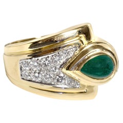 Webb Bague asymétrique en or 18 carats et platine avec émeraudes et diamants