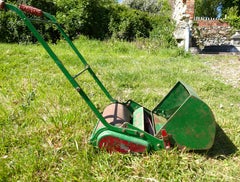 Webb Miniature Metal Toy Lawnmower, Mid-Century Modern, 1950