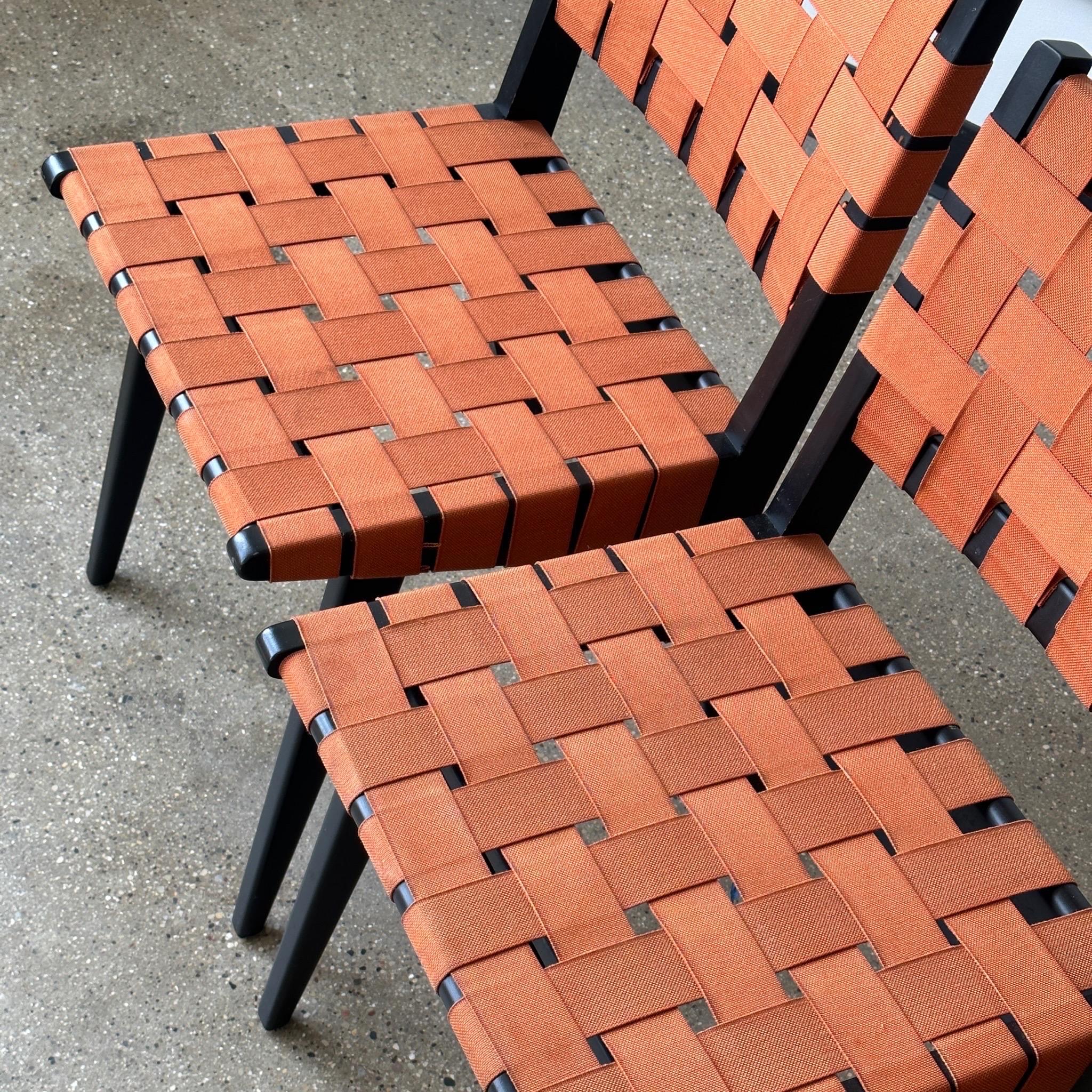 Mid-Century Modern Webbed Dining Chairs by Jens Risom for Knoll