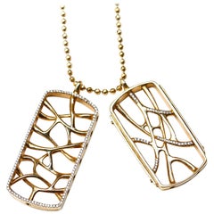 18K Gold Web Dog Tag Necklace