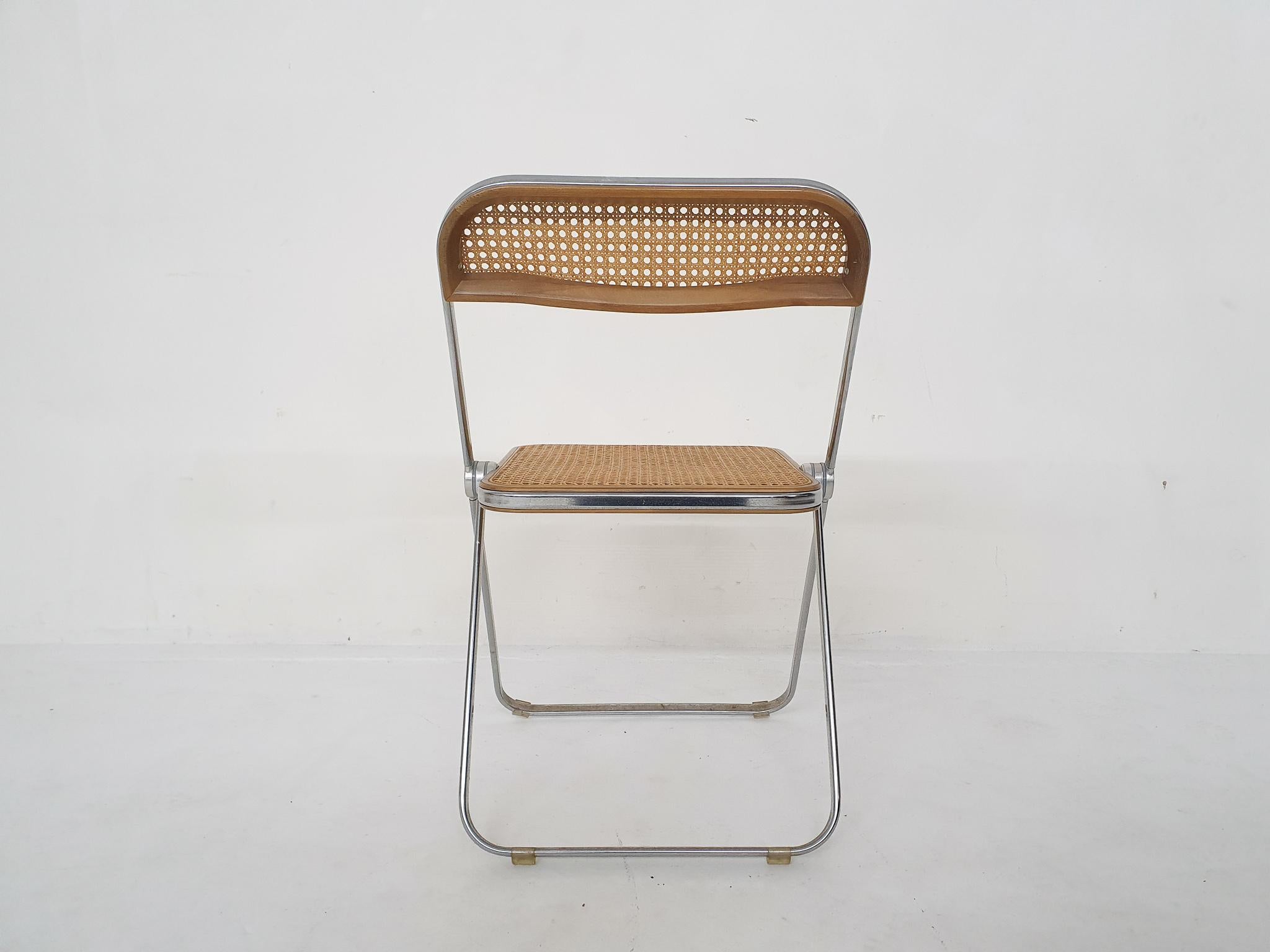 Metal Webbing Folding Chair by Giancarlo Piretti for Castelli, Model Plia, Italy, 1967