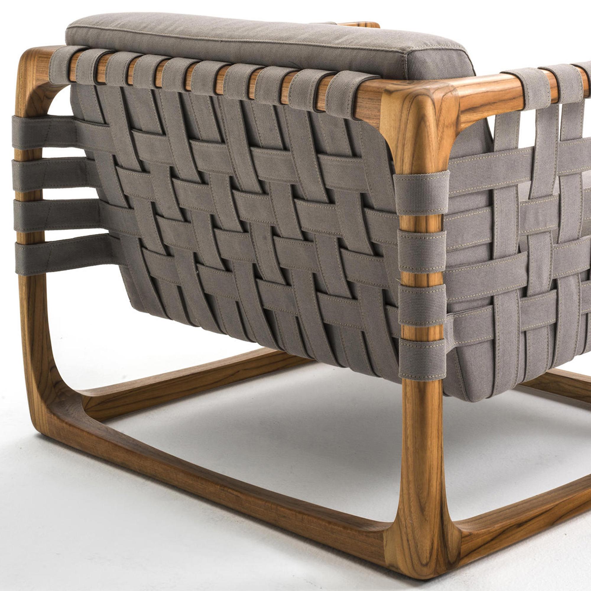Webbing Outdoor-Sessel aus massivem Teakholz mit Outdoor-Stoff im Angebot 1
