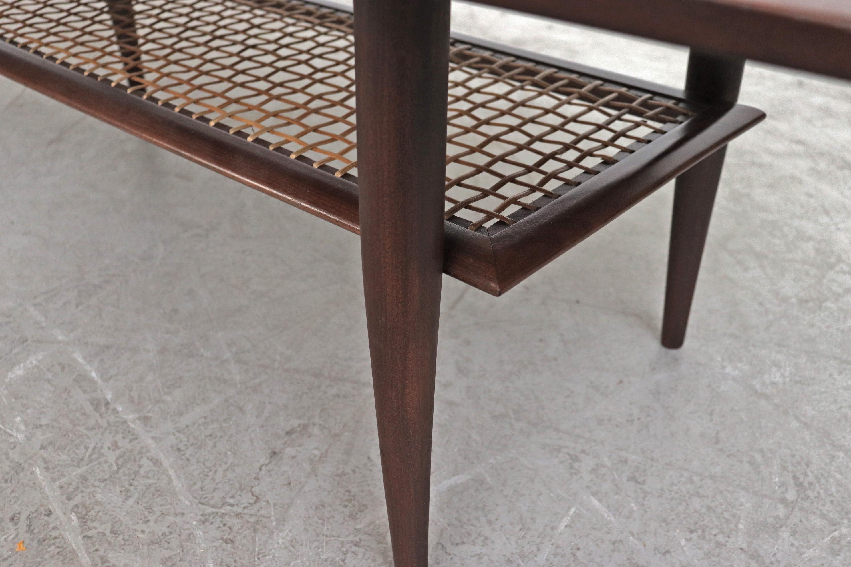 WeBe Attributed Teak Coffee Table with Inset Blue Mosaic 2