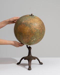 Weber Costello 19th Century Globe with Matte Black Iron Base