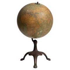 Weber Costello 19th Century Globe with Matte Black Iron Base