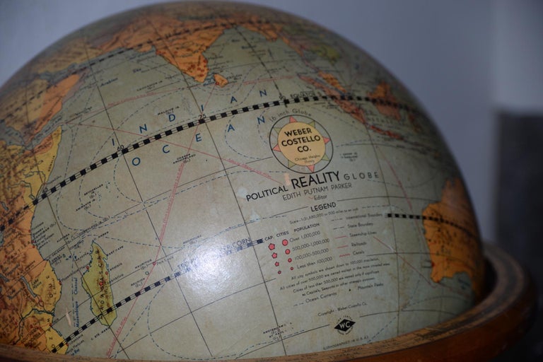 Globe Terrestre De Table Vintage Weber Costello Co - Bois