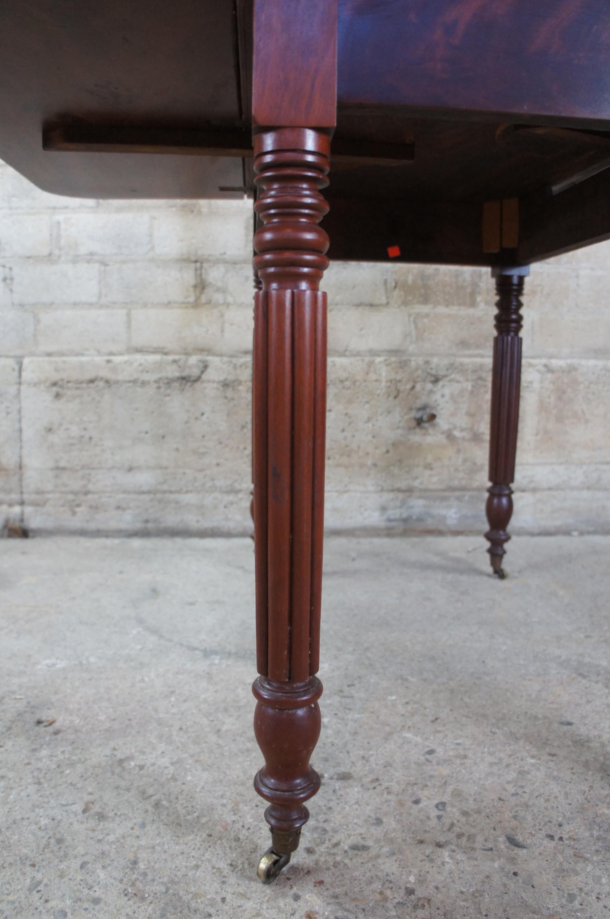 Weber Furniture Empire Revival American Flame Mahogany Drop Leaf Console Table In Good Condition For Sale In Dayton, OH