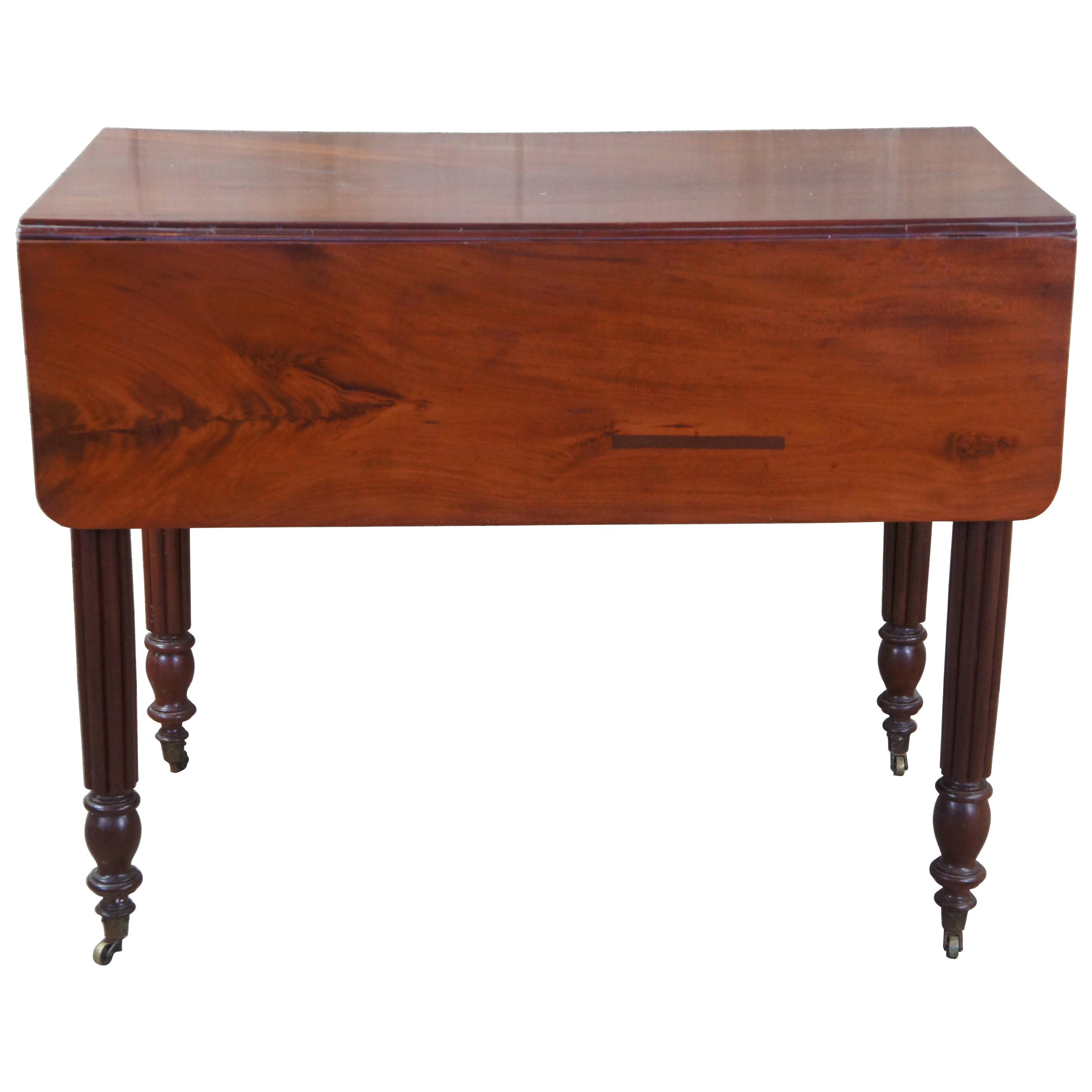 Weber Furniture Empire Revival American Flame Mahogany Drop Leaf Console Table For Sale