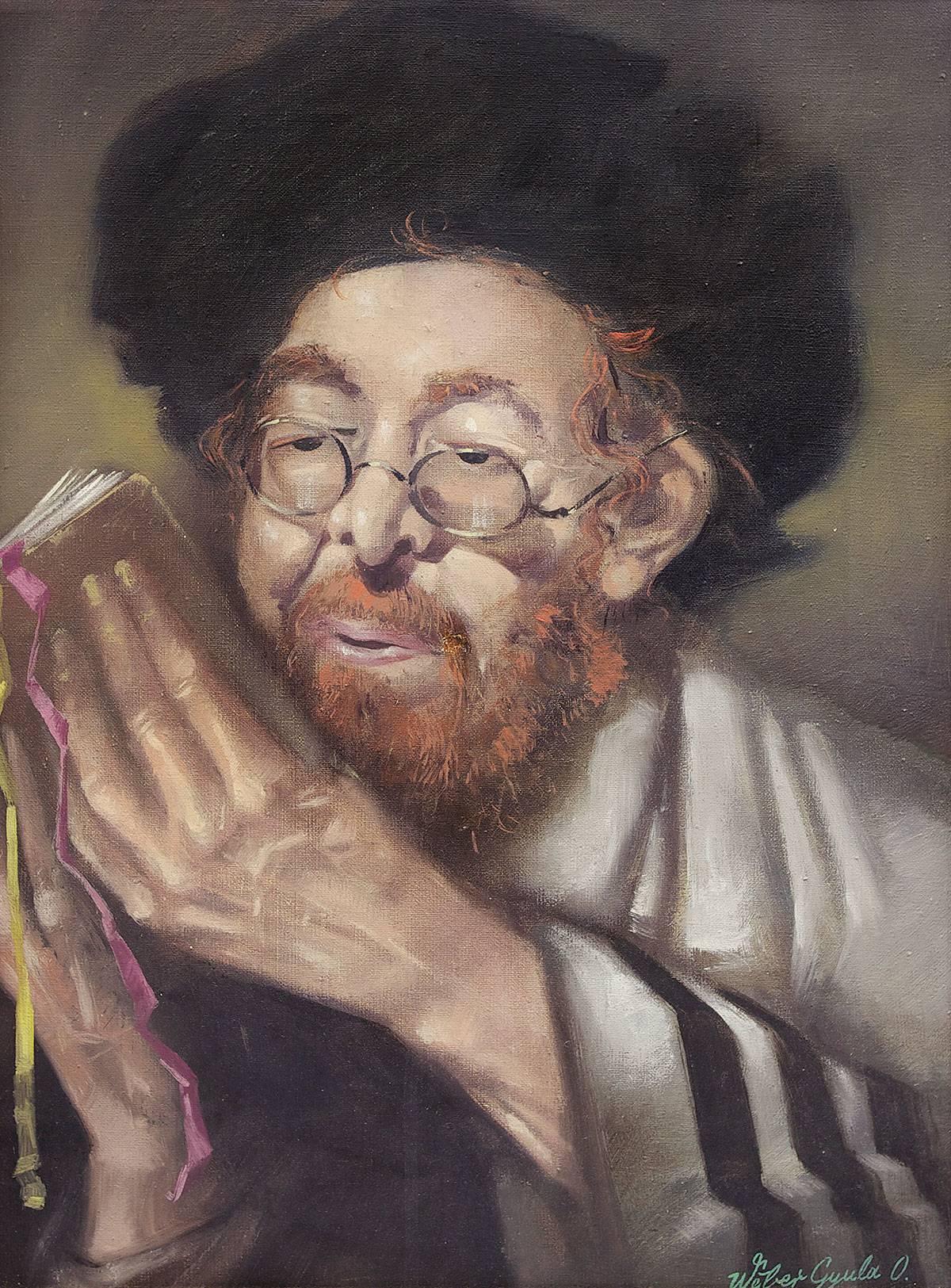 Hungarian Judaica, Hassidic Rabbi painting - Painting by Weber Gyula