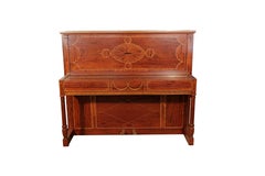 Weber Upright Piano Flame Mahogany Fluted Legs Stylised Neoclassical Inlay