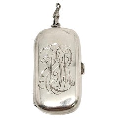 Webster Co Sterling Silver Double Coin Holder Chatelaine Ring with Monogram