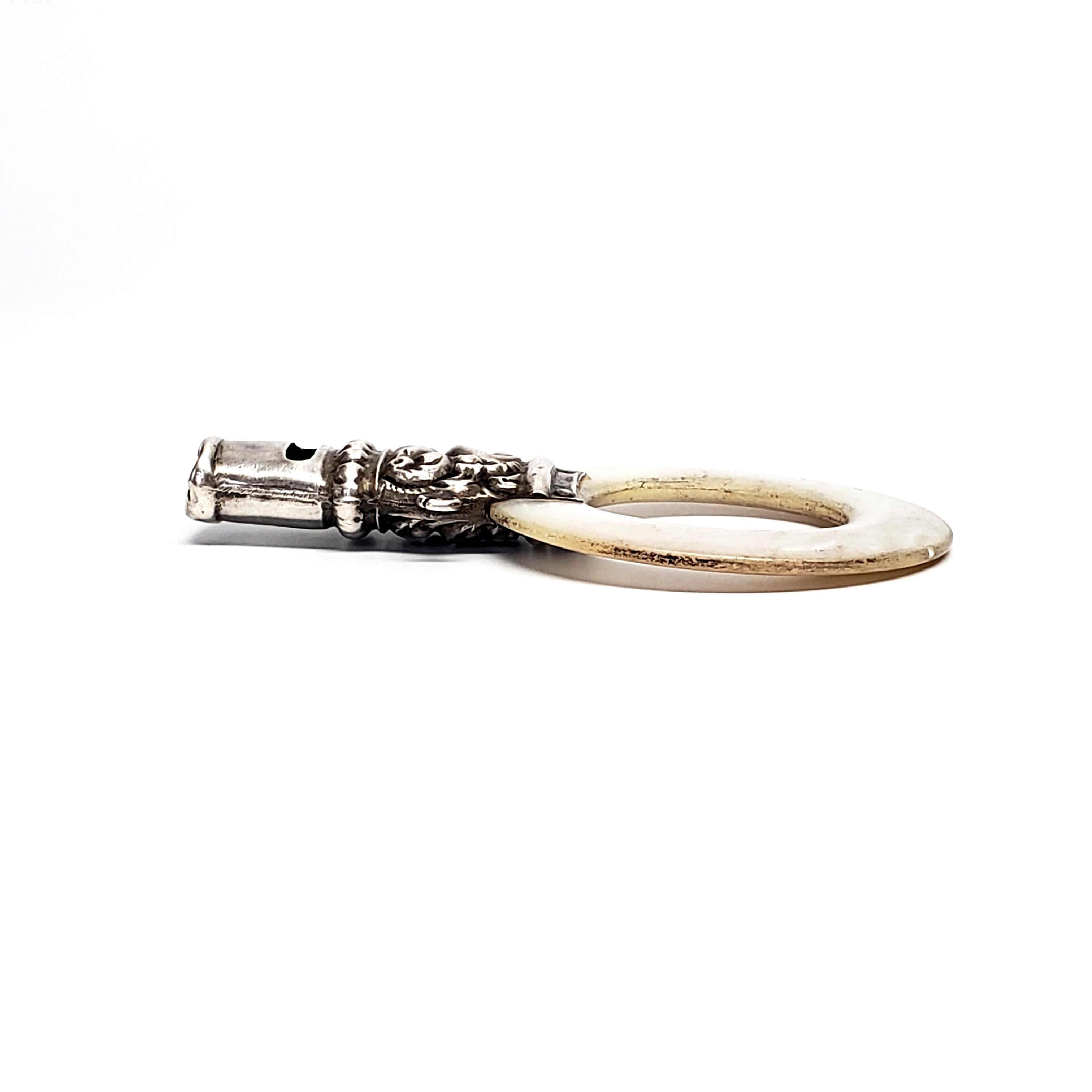 Women's Webster Co Sterling Silver Mother of Pearl Baby Whistle