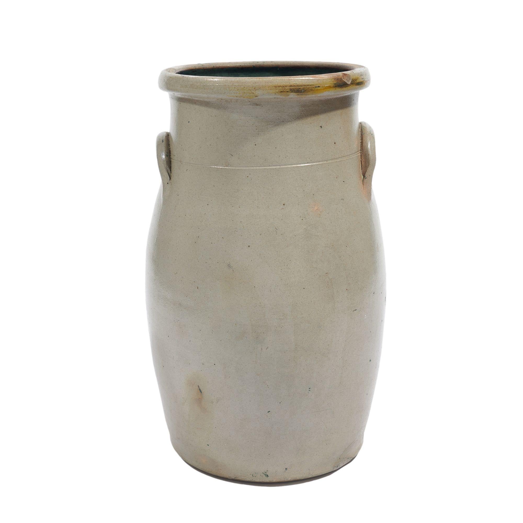 19th Century Webster & Seymour two gallon salt glazed stoneware churn, c. 1857-67