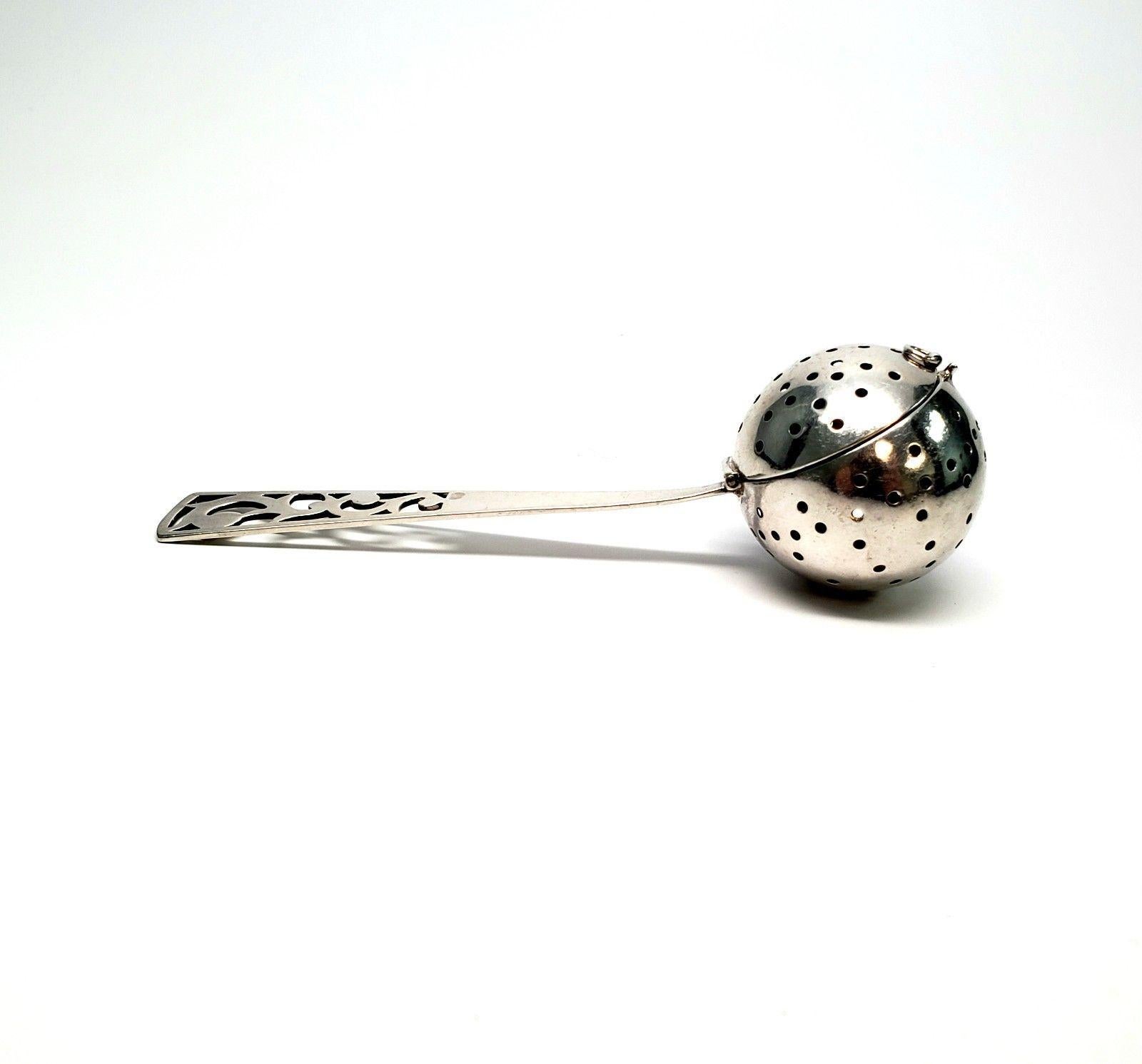 Webster Sterling Silver Ball Tea Infuser/Strainer with Handle, No Monogram 4