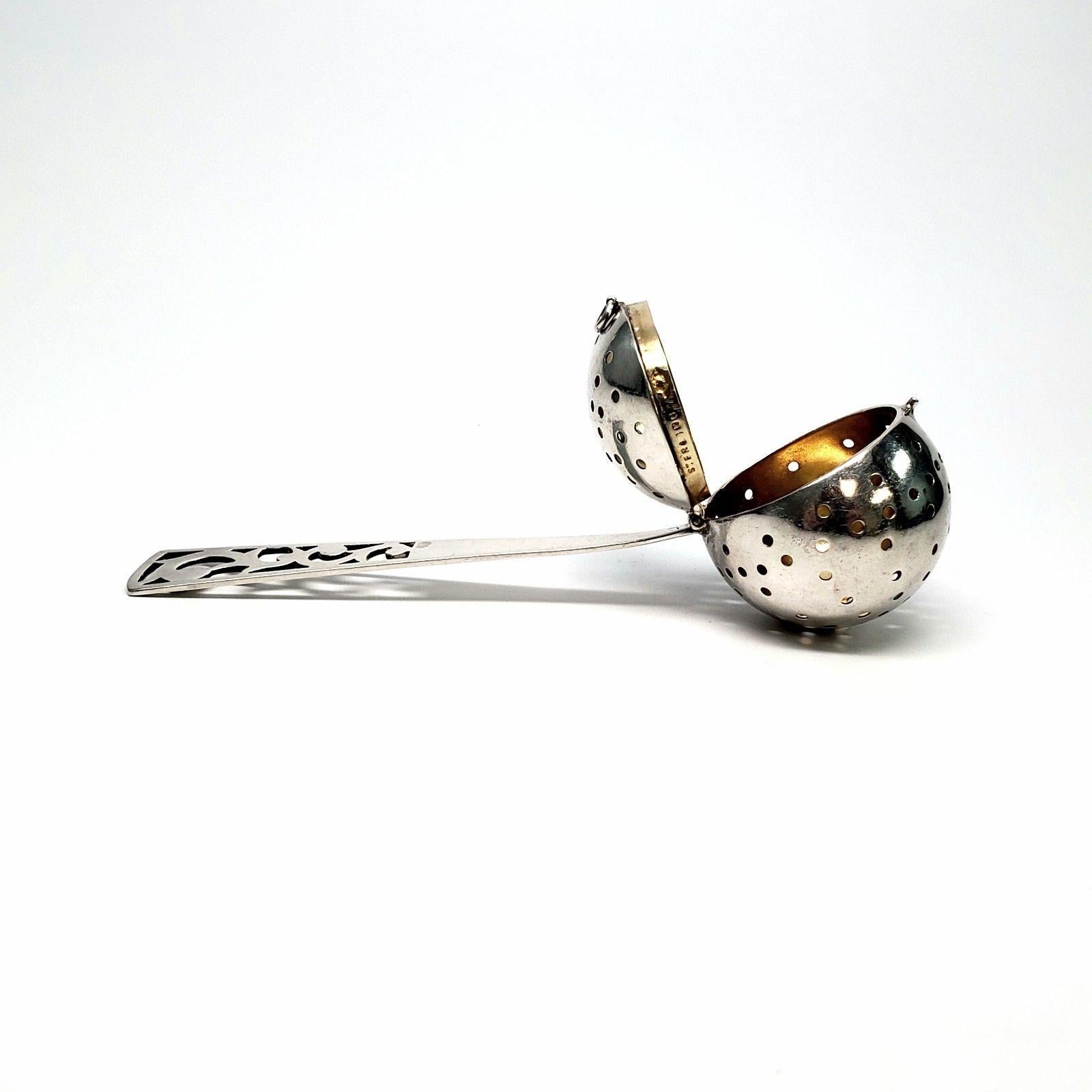 American Webster Sterling Silver Ball Tea Infuser/Strainer with Handle, No Monogram