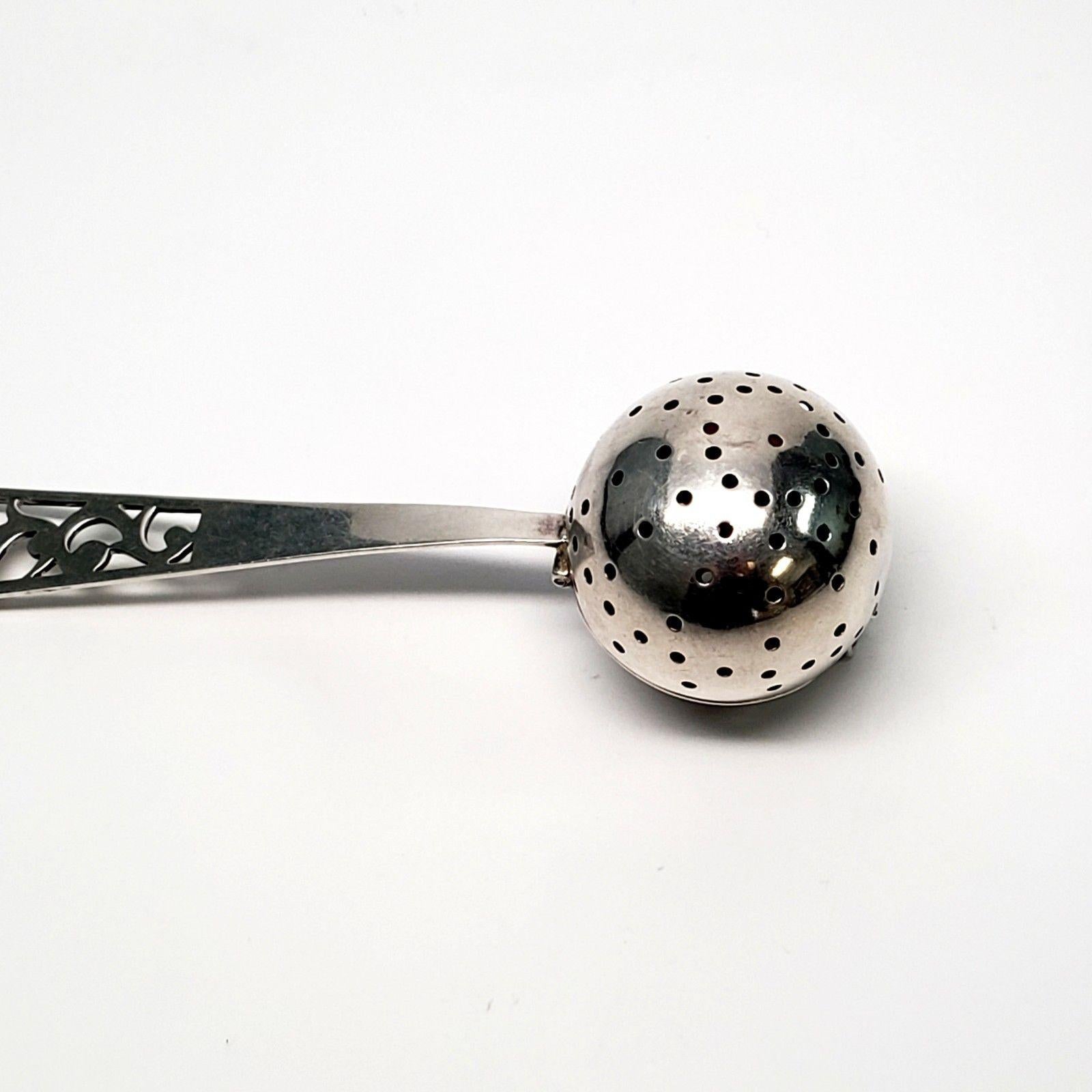 20th Century Webster Sterling Silver Ball Tea Infuser/Strainer with Handle, No Monogram