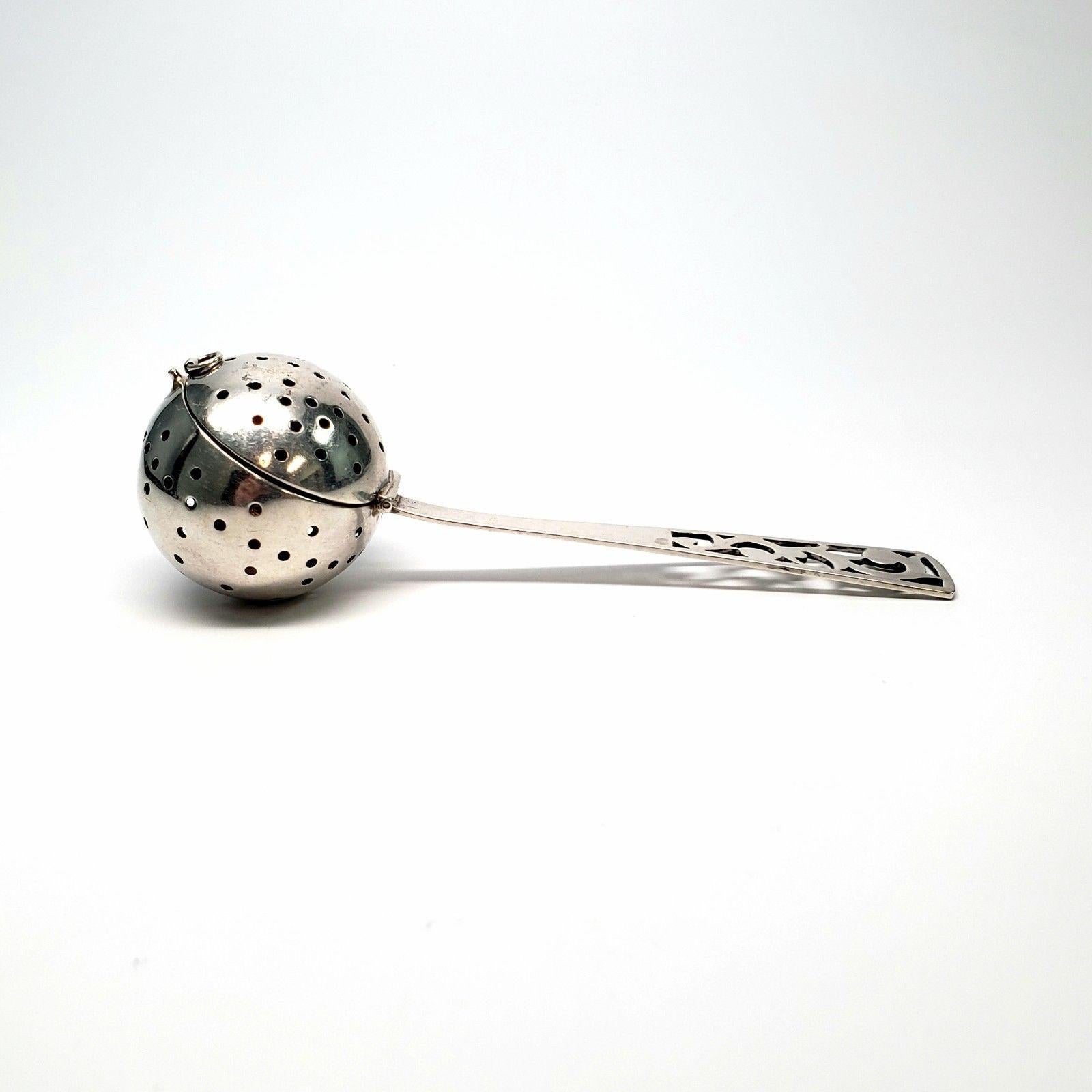 Webster Sterling Silver Ball Tea Infuser/Strainer with Handle, No Monogram 2