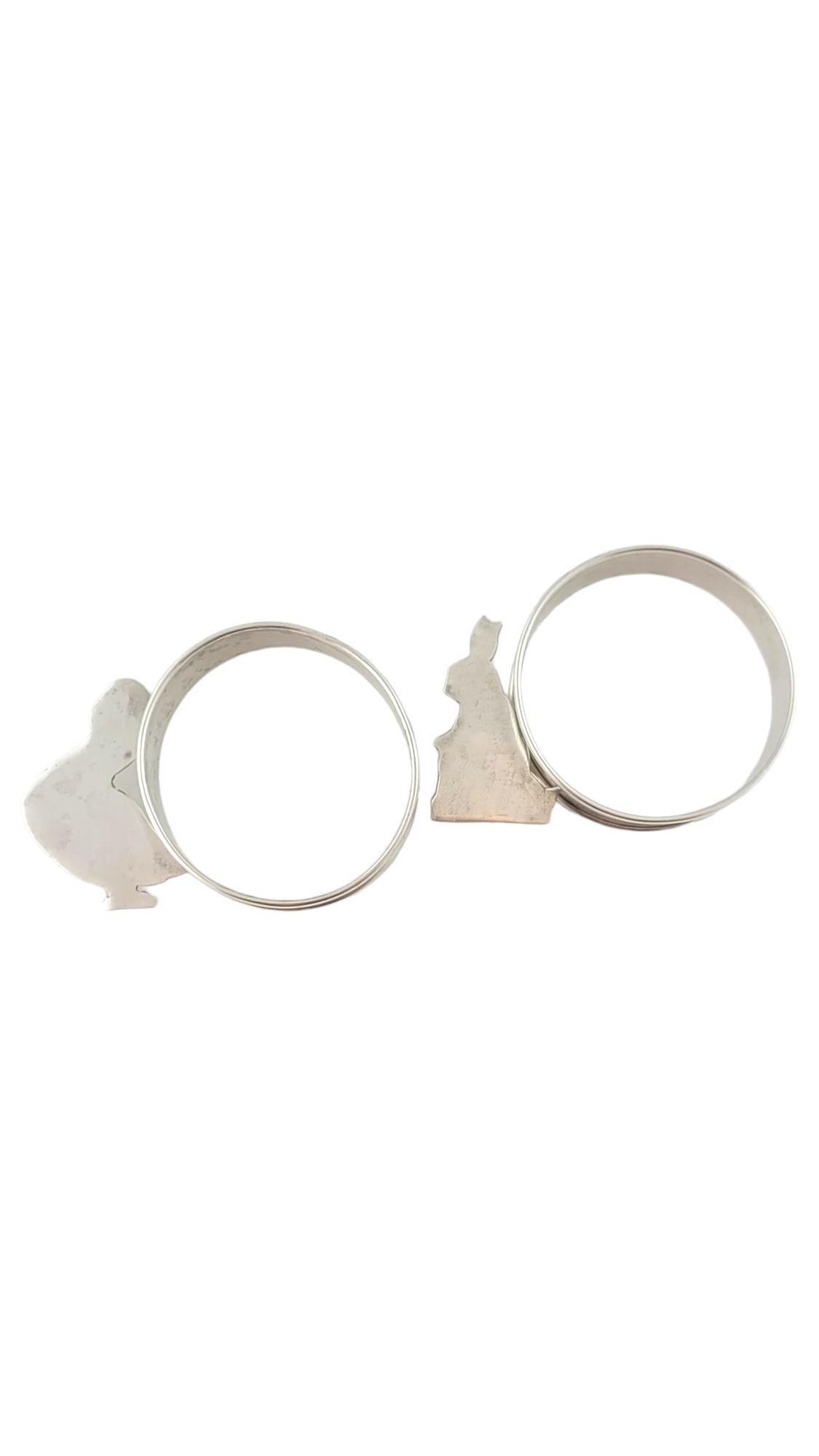 Donna Webster Argento Anatra Coniglio Portatovaglioli Fermabavaglini 4 Pezzi Set #18018 in vendita