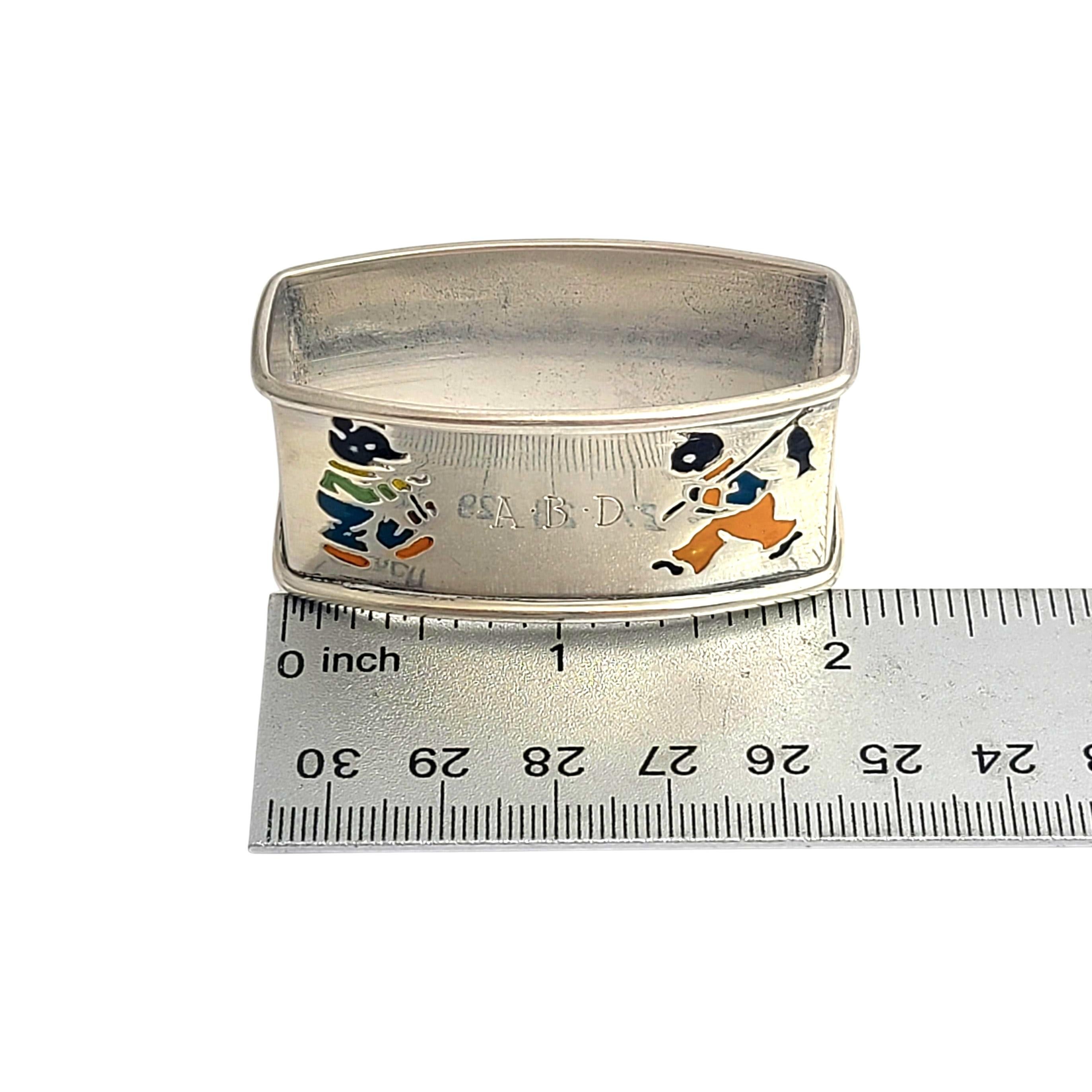 Webster Sterling Silver Enamel Child's Napkin Ring with Monogram #12342 For Sale 4