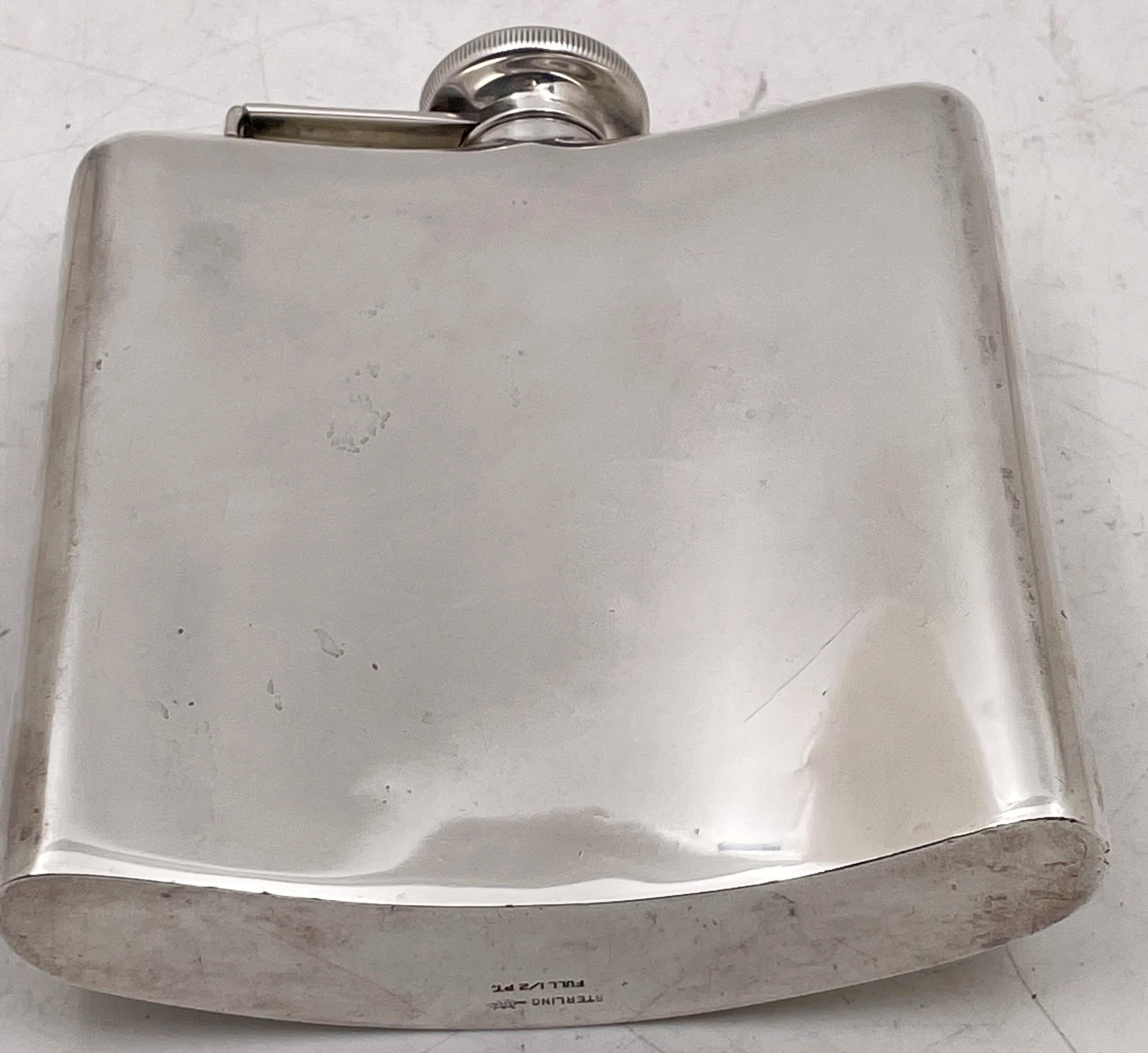 American Webster Sterling Silver Hip Flask For Sale