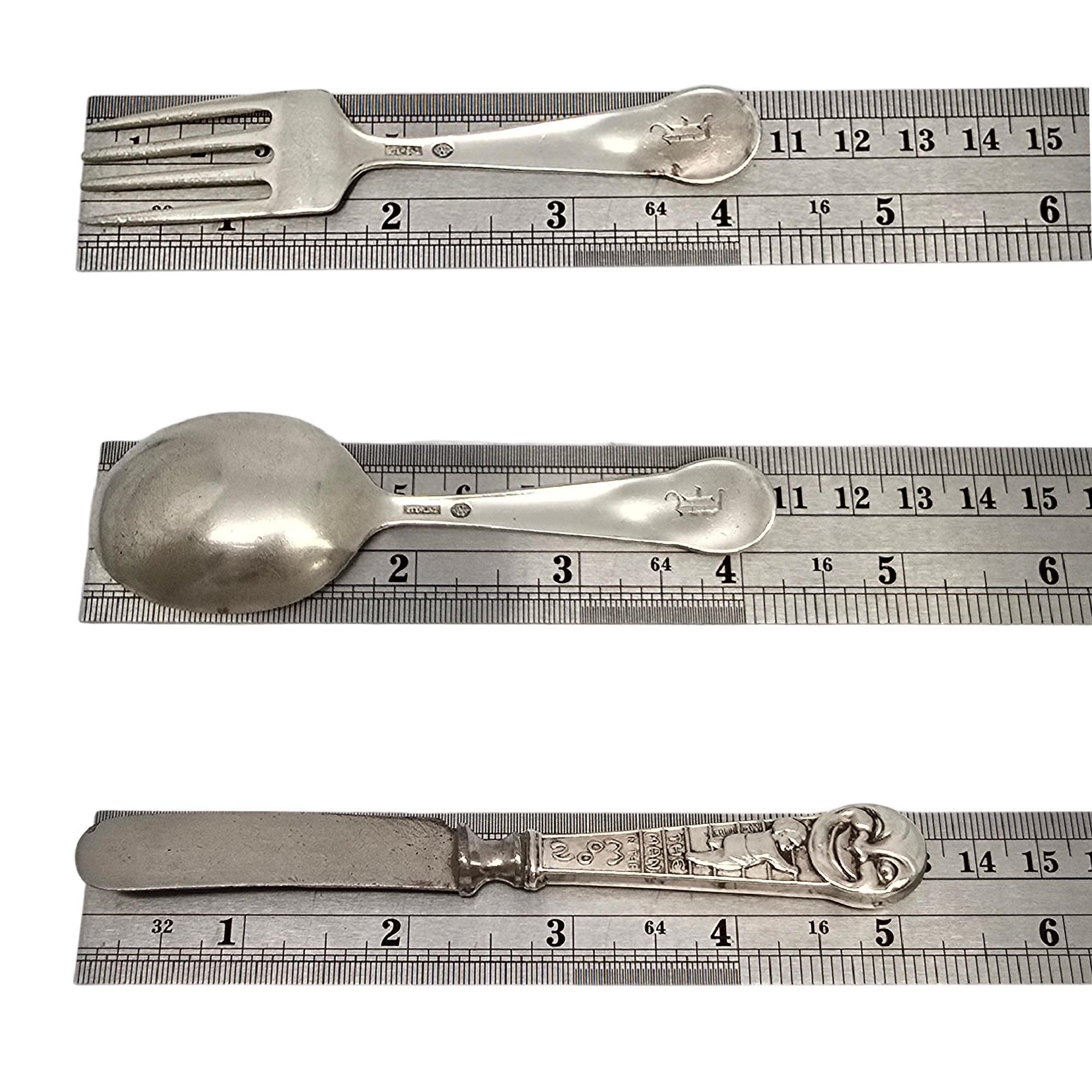 Webster Sterling Silver Man in The Moon Baby Set Cucchiaio Forchetta Coltello w/Mono #21292 in vendita 6
