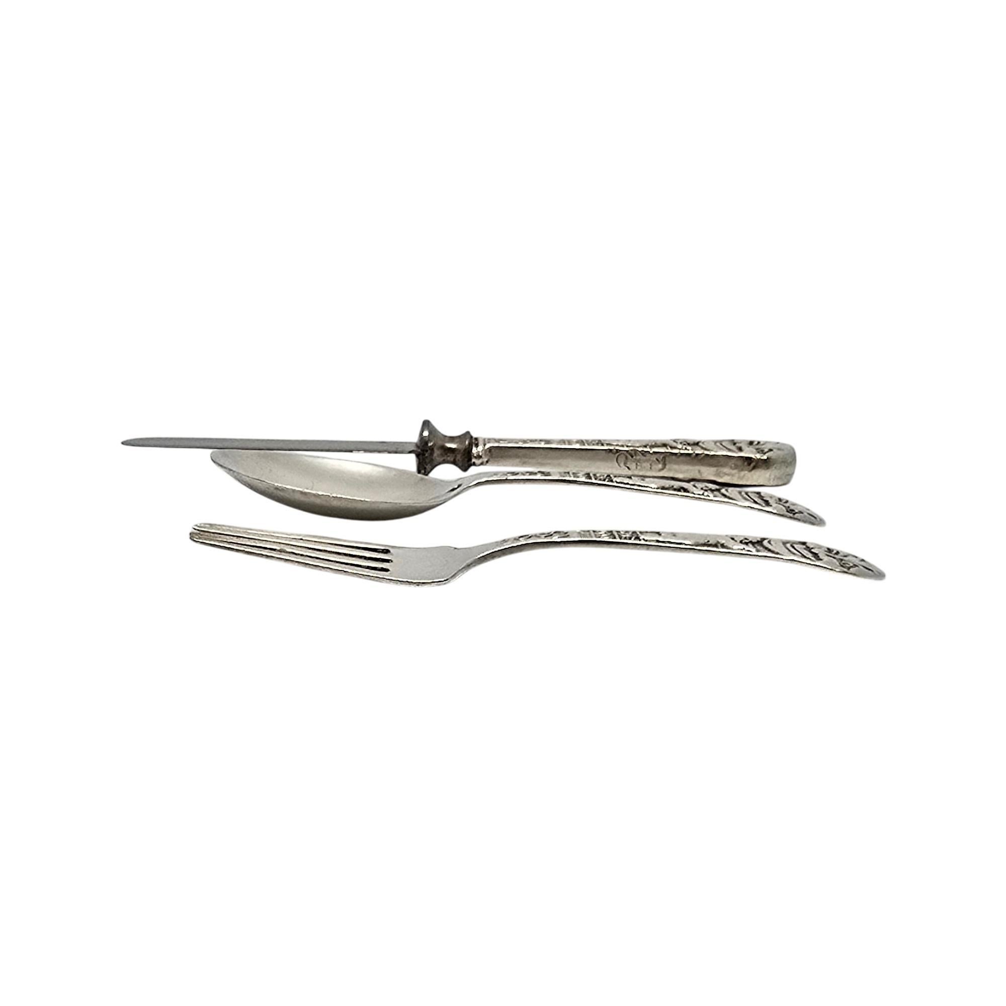 Webster Sterling Silver Man in The Moon Baby Set Cucchiaio Forchetta Coltello w/Mono #21292 In condizioni buone in vendita a Washington Depot, CT