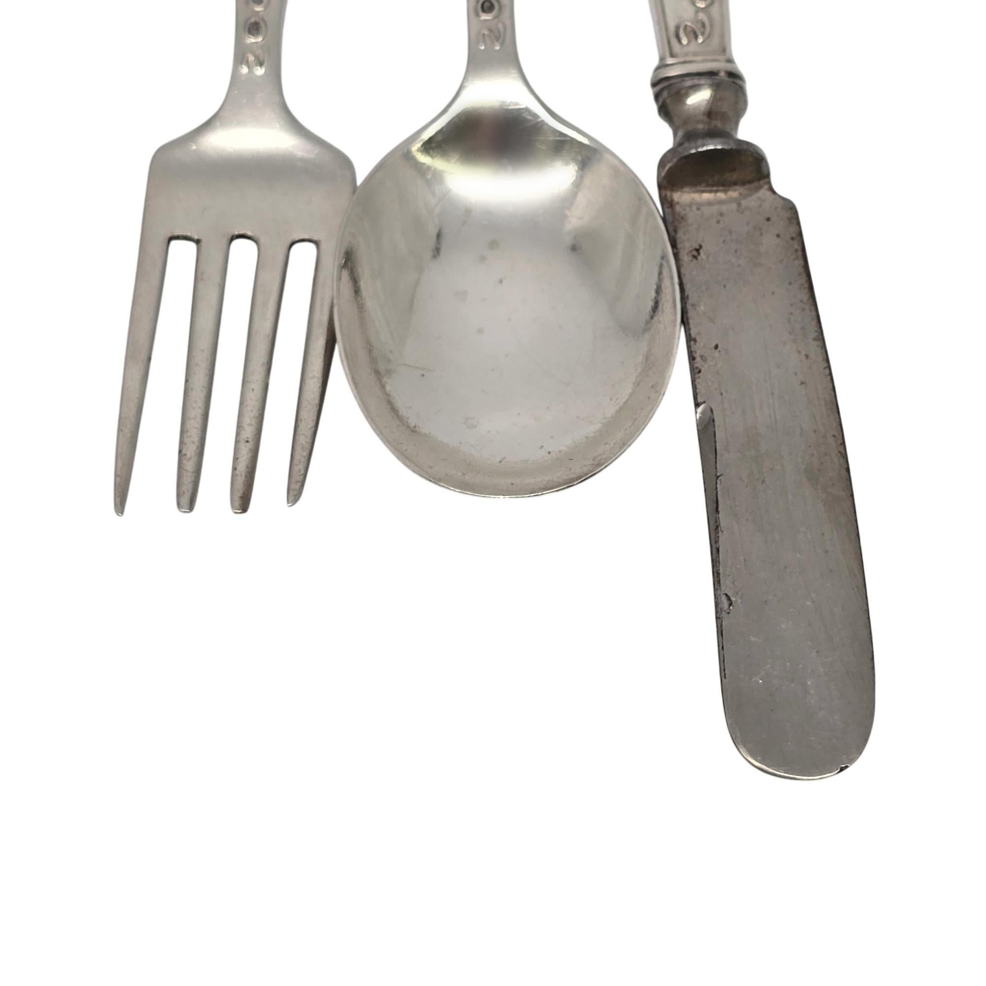 Webster Sterling Silver Man in The Moon Baby Set Cucchiaio Forchetta Coltello w/Mono #21292 in vendita 1