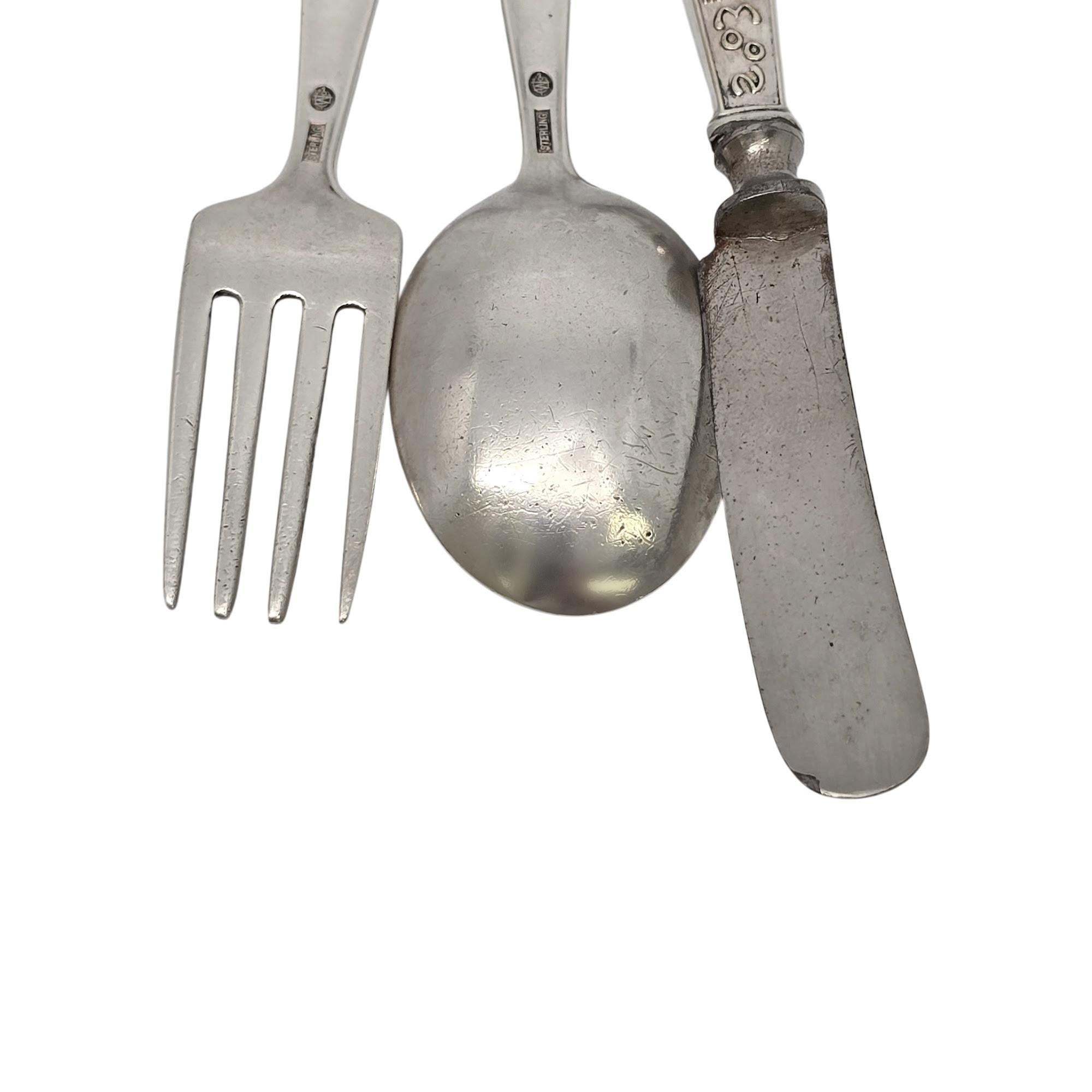 Webster Sterling Silver Man in The Moon Baby Set Cucchiaio Forchetta Coltello w/Mono #21292 in vendita 3