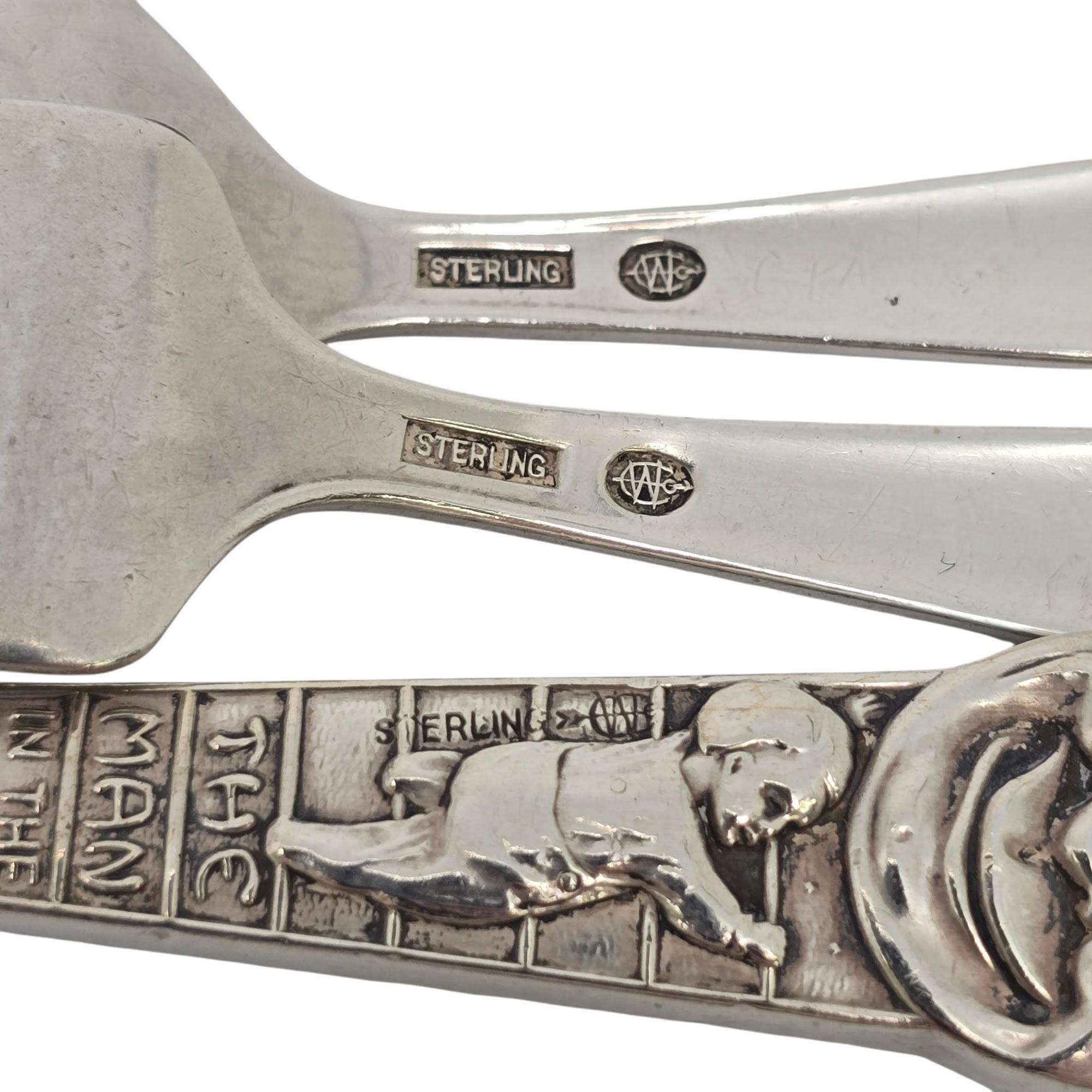 Webster Sterling Silver Man in The Moon Baby Set Cucchiaio Forchetta Coltello w/Mono #21292 in vendita 5