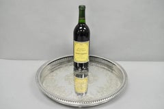 A. Wilcox "Brandon Hall" 7572G Vassoio da bar rotondo reticolato placcato in argento da 15 pollici