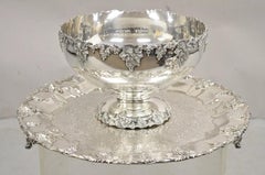 Webster Wilcox International Grapevine Silver Plated Punch Bowl Set - 14 Pcs