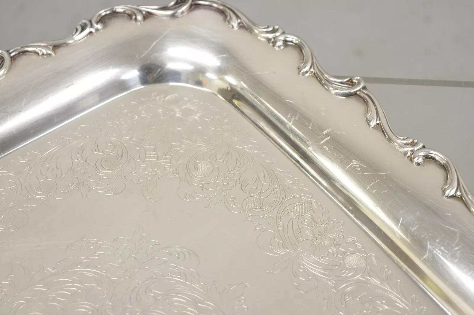 Placcato argento A. Wilcox International Silver 7228 Vassoio quadrato da portata Joann in vendita
