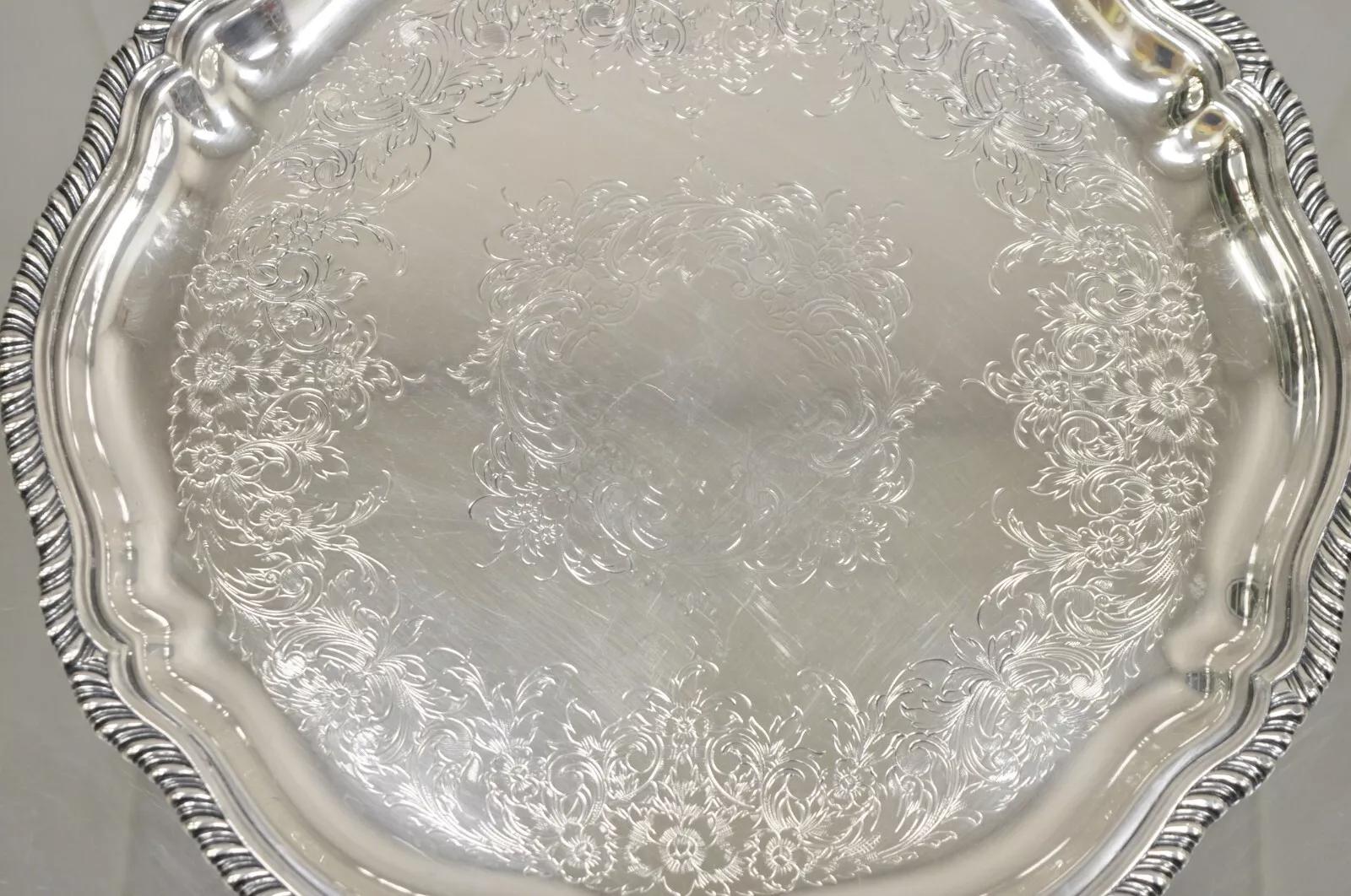 Vintage Webster Wilcox International Silver Co. Victorian Style Staffordshire 4470C Silver Plated Platter Tray. Circa Late 20th Century. Measurements: 0.5