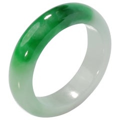 Wedding Band Carved from Moss-on-Snow Jade