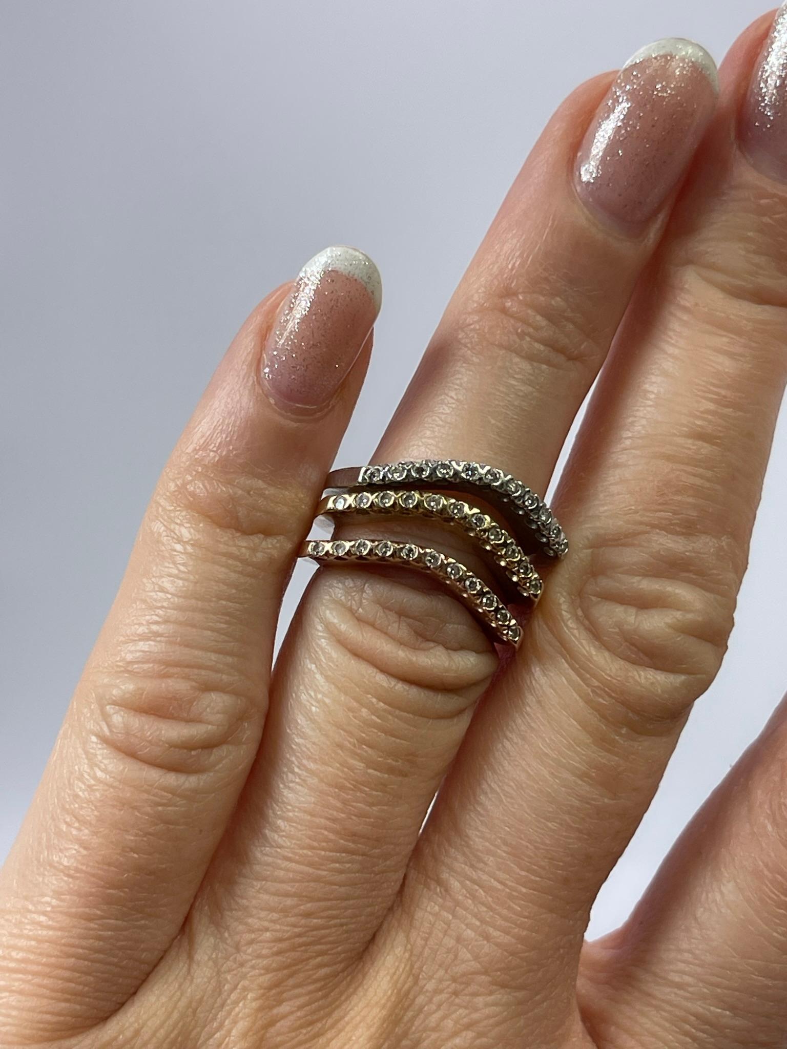 Bague d'alliance en diamant trois anneaux dans une seule bague Movabale Pour femmes en vente