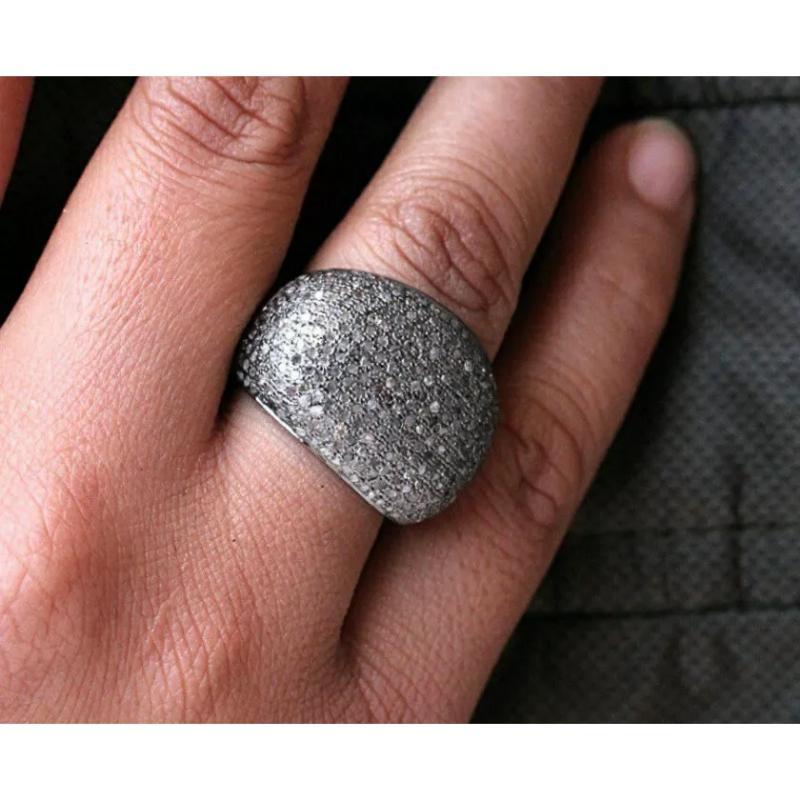 Round Cut Wedding Band Dome Diamond Ring 925 Silver For Sale
