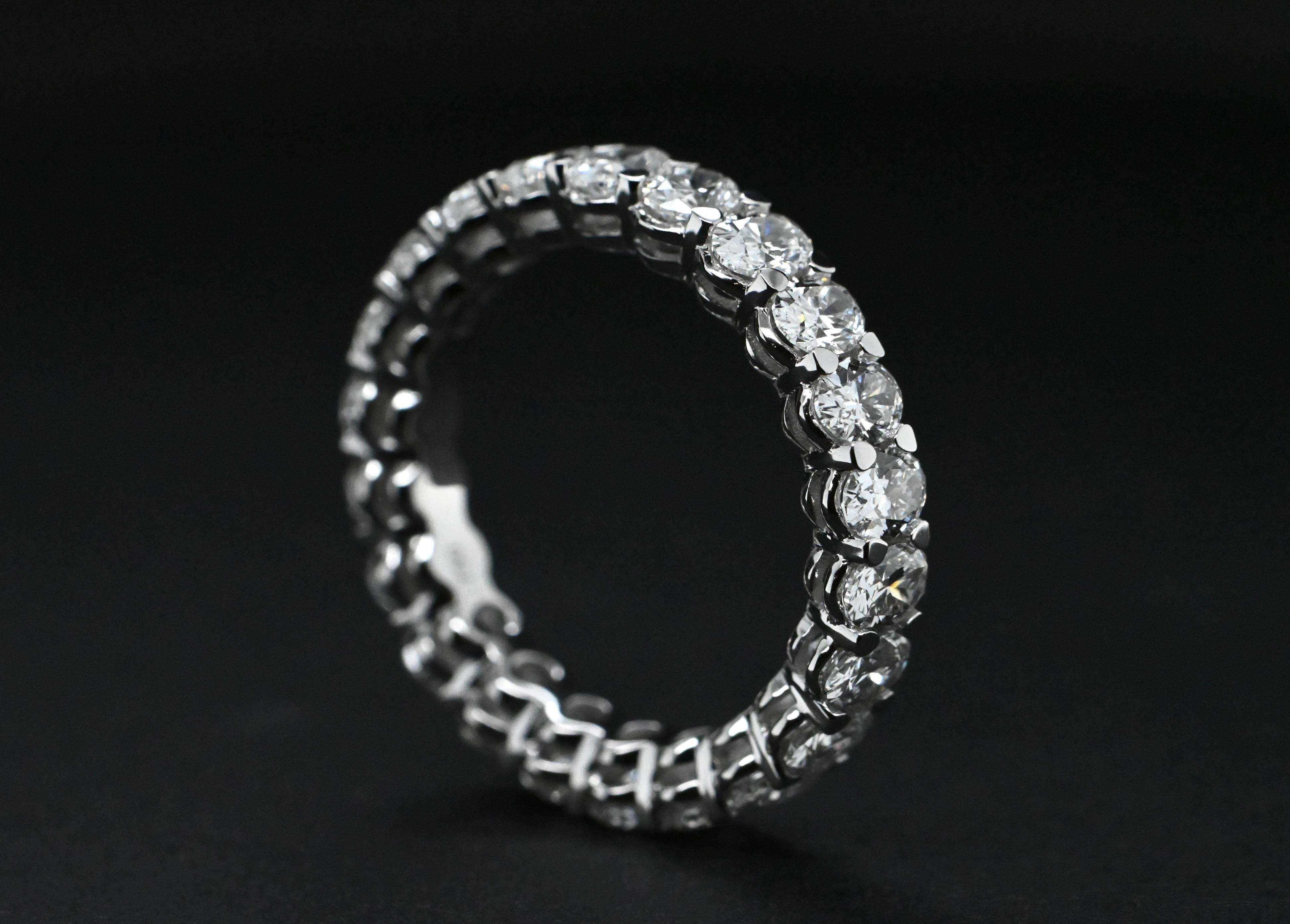 Women's Wedding Band In 18-Carat White Gold Set With Diamonds Totaling 3.330-Carat For Sale
