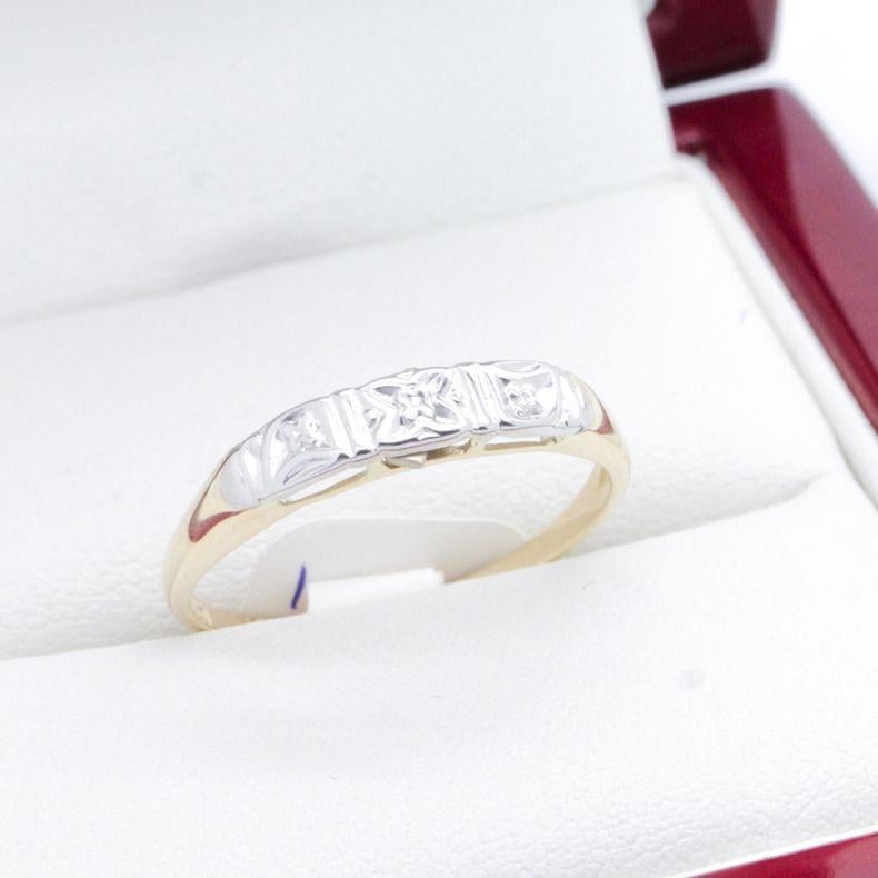 Wedding Band in Yellow & White Gold  Vintage Times For Sale 7