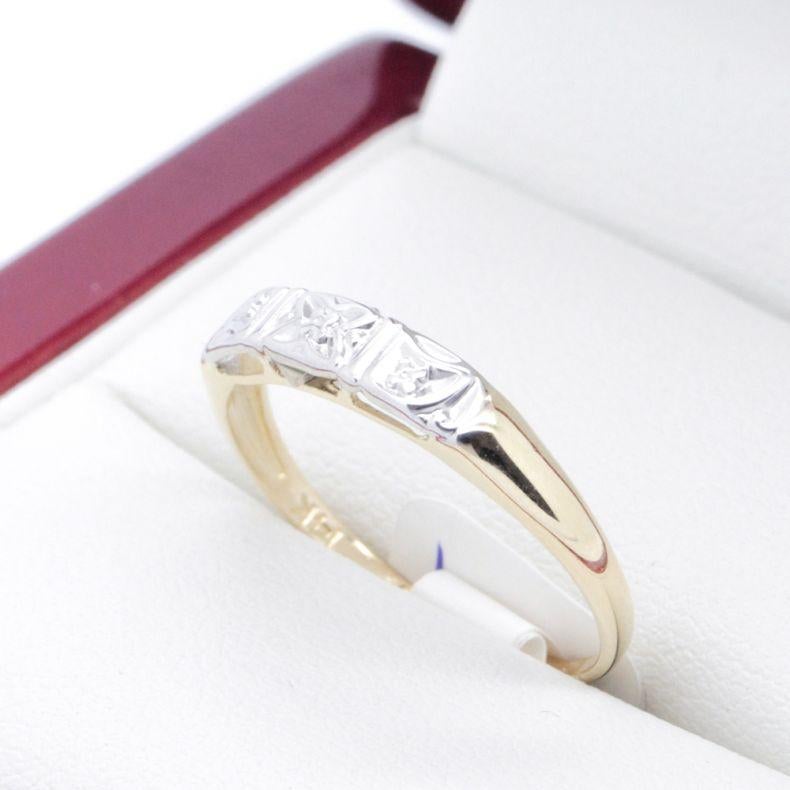 Wedding Band in Yellow & White Gold  Vintage Times For Sale 1