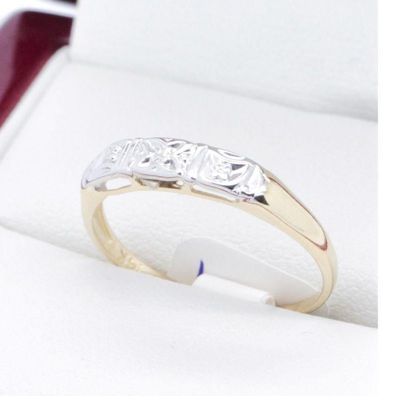 Wedding Band in Yellow & White Gold  Vintage Times For Sale 2