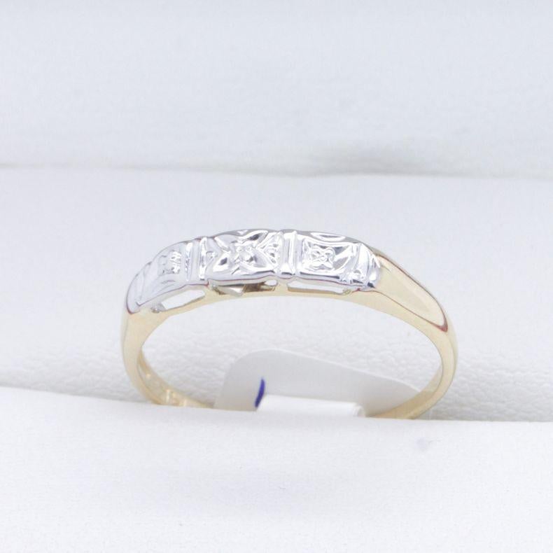 Wedding Band in Yellow & White Gold  Vintage Times For Sale 4