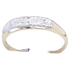 Wedding Band in Yellow & White Gold  Antique Times