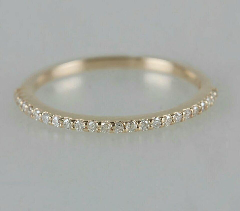 Women's or Men's Wedding Band Natural Pave Diamond Eternity Band Ring 14k Gold Anniversary Gift.
