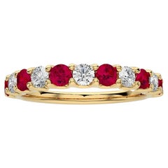 Wedding Band Ring 1981 Classic Collection with Diamond & Ruby in 18K Yellow Gold