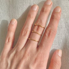 Wedding Band Ring Solid 14K Yellow Gold Thin Band Set of 3
